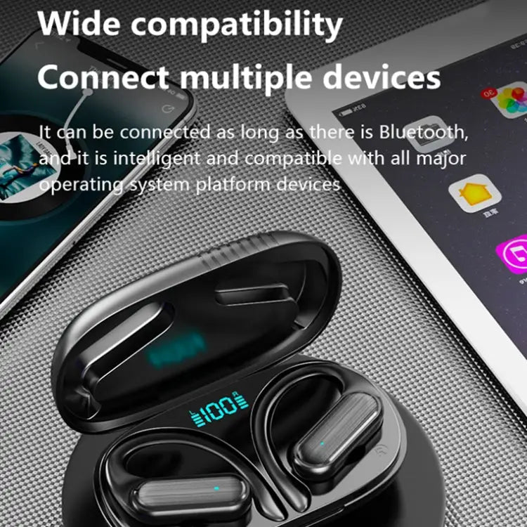 TWS Ear-mounted Sports Waterproof LED Digital Display Wireless Bluetooth Earphones A520 (Black) A520 (Blue) - A520