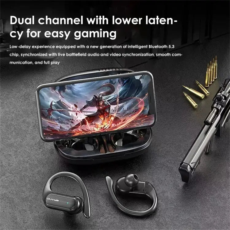 TWS Ear-mounted Sports Waterproof LED Digital Display Wireless Bluetooth Earphones A520 (Black) A520 (Blue) - A520