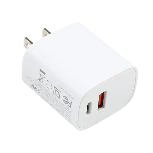 U087 20W USB-C / Type-C + USB Ports Fast Charging Travel Charger US Plug - US Plug