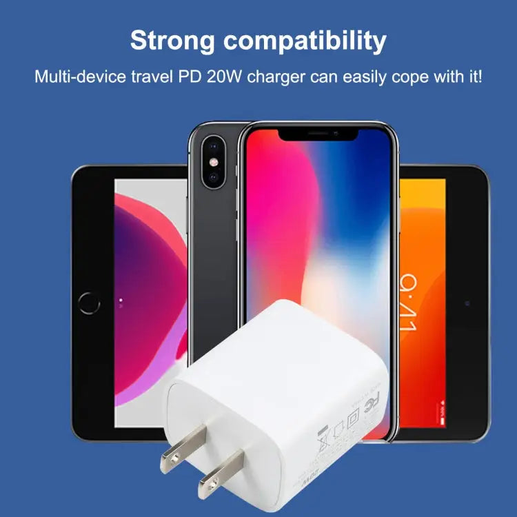 U087 20W USB-C / Type-C + USB Ports Fast Charging Travel Charger US Plug - US Plug