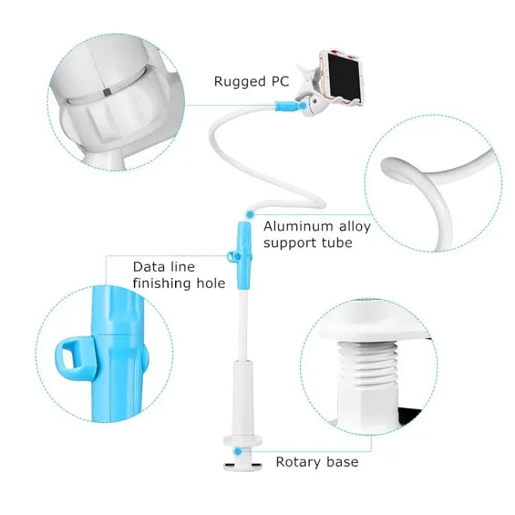 UBN-46 Regular Version Rotatable and Detachable Lazy Desktop Bedside Stand Mobile Phone Stand Height: 90cm 90cm White