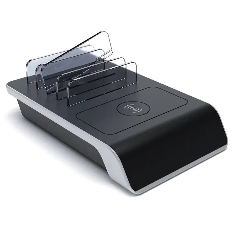 UD09 4 USB Ports Qi Standard Wireless Charger Phone Desktop Stand Holder UK Plug - UK Plug