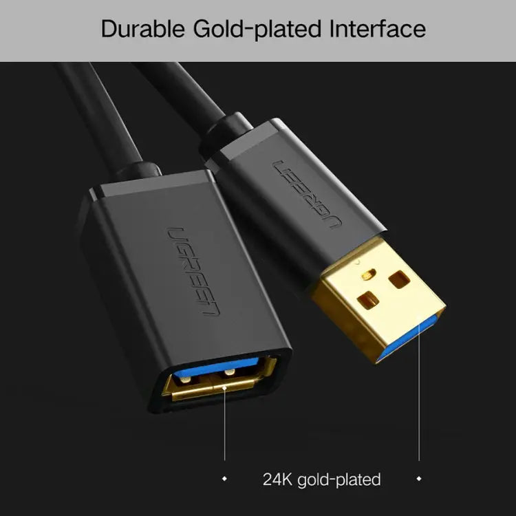 Ugreen 1m USB 3.0 Male to Female Data Sync Super Speed Transmission Extension Cord Cable Length: 1m - Length: 1m