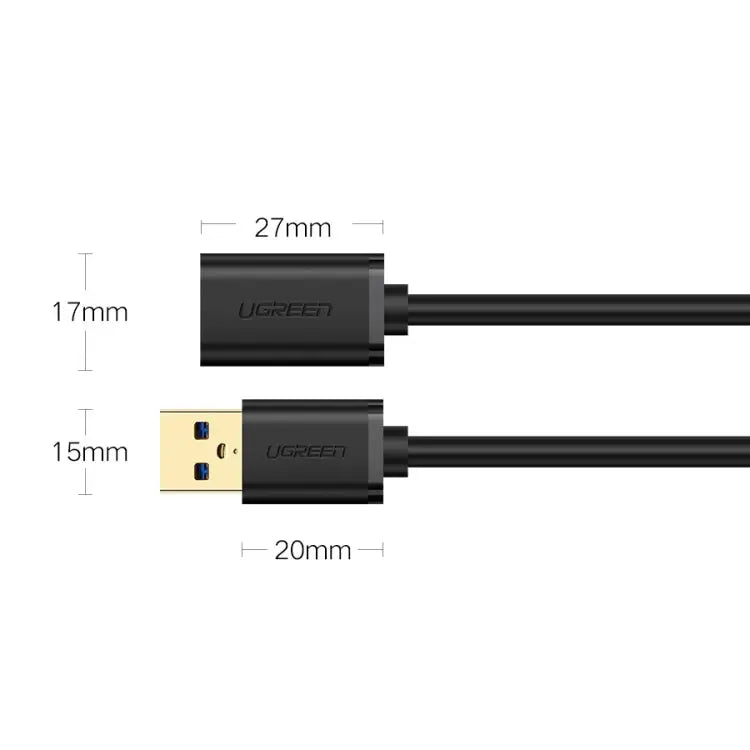 Ugreen 1m USB 3.0 Male to Female Data Sync Super Speed Transmission Extension Cord Cable Length: 1m - Length: 1m