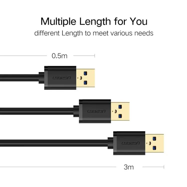 Ugreen 1m USB 3.0 Male to Female Data Sync Super Speed Transmission Extension Cord Cable Length: 1m - Length: 1m