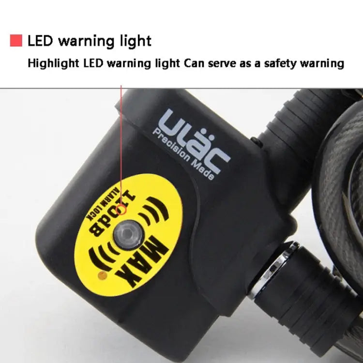 ULAC AL-3P Bicycle Alarm Cable Lock Mountain Bike Lock Cycling Supplies ULAC AL-3P - ULAC AL-3P