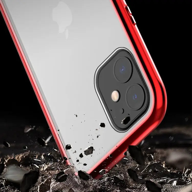Ultra Slim Double Sides Magnetic Adsorption Angular Frame Tempered Glass Magnet Flip Case For iPhone 11 For iPhone 11