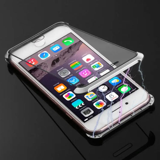 Ultra-Thin Angular Frame Magnetic Absorption Double-Sided Tempered Glass Shell for iPhone 8 - For iPhone 8 / Silver