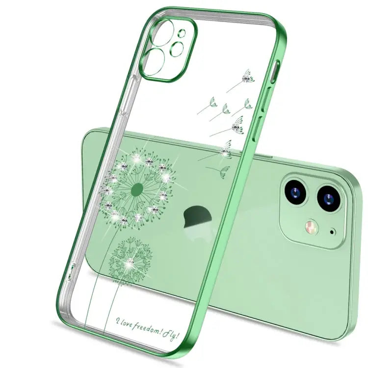 Ultra-thin Electroplating Dandelion Pattern Protective Case For iPhone 12 Mini - For iPhone 12 Mini / Green - Apple