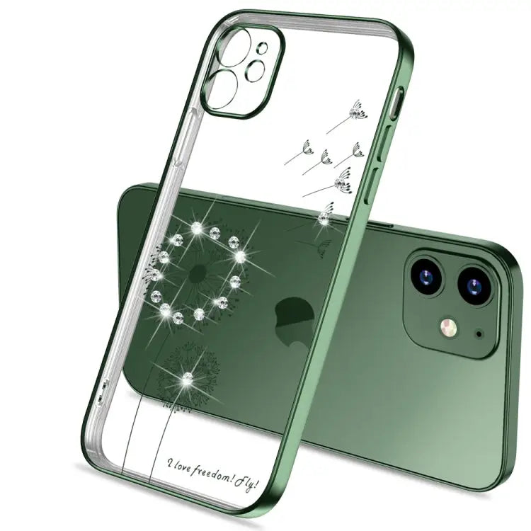 Ultra-thin Electroplating Dandelion Pattern Protective Case For iPhone 12 Mini - For iPhone 12 Mini / Dark Green