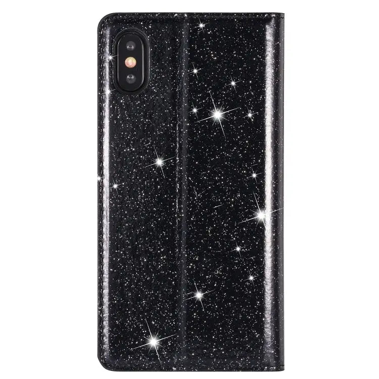 Ultrathin Glitter Magnetic Horizontal Flip Leather Case with Holder & Card Slots For iPhone XR - Apple Accessories