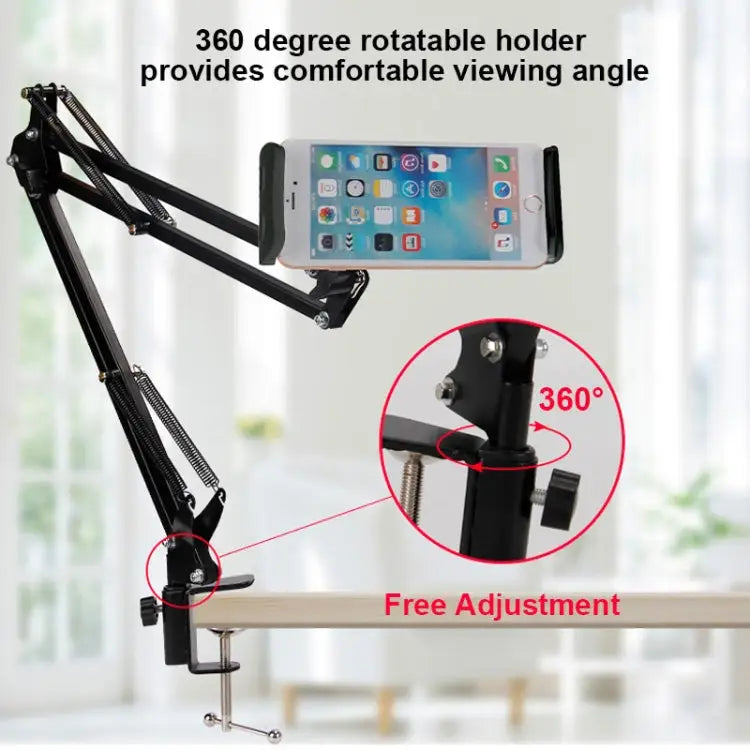 Universal 360 Degree Rotating Flexible Long Arm Lazy Phone Tablet Pad Holder Clip Bracket 3.5-10.6 inch Phone Tablet