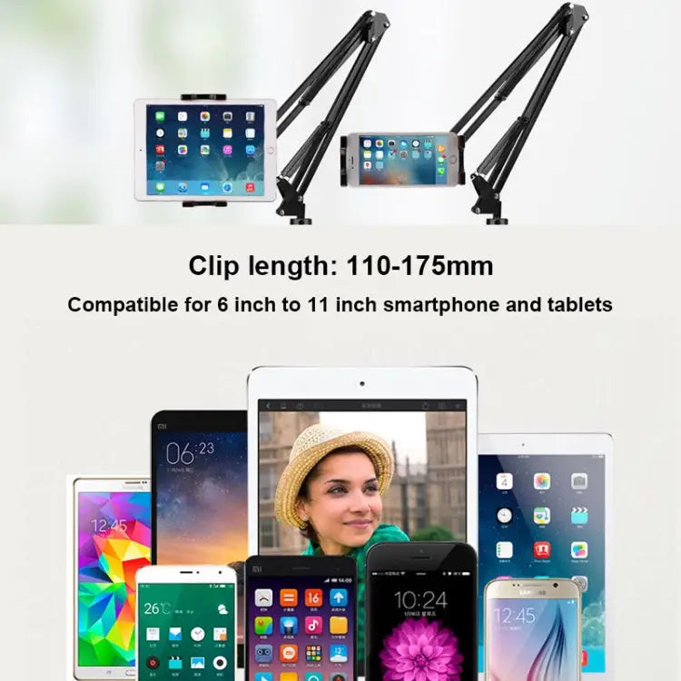 Universal 360 Degree Rotating Flexible Long Arm Lazy Phone Tablet Pad Holder Clip Bracket 3.5-10.6 inch Phone Tablet