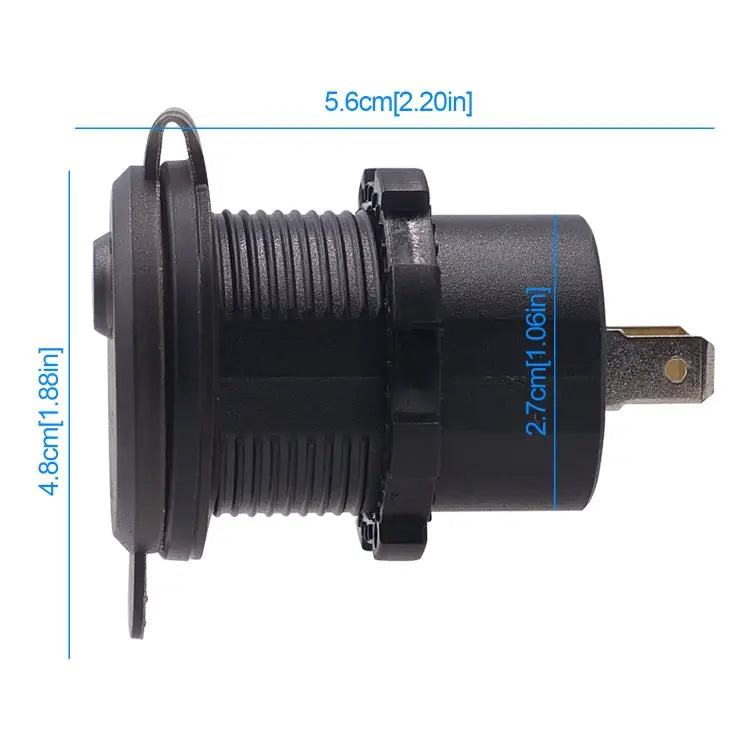 Universal Car Single Port USB Charger Power Outlet Adapter 2.4A 5V IP66 with LED Digital Voltmeter + Switch + 60cm