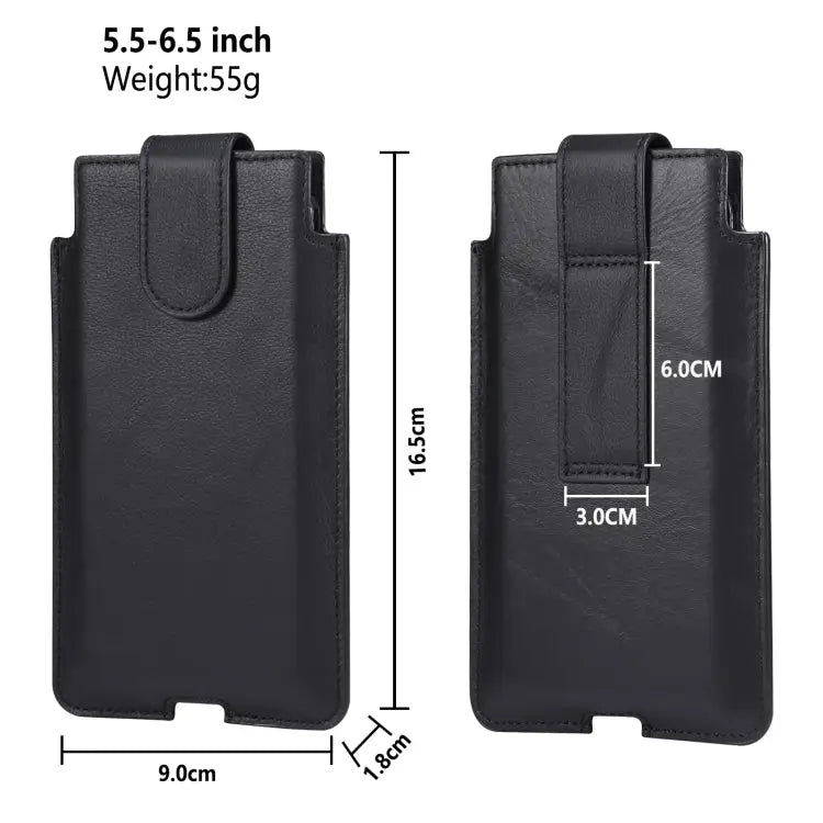 Universal Cow Leather Vertical Mobile Phone Leather Case Waist Bag For 5.5-6.5 inch and Below Phones