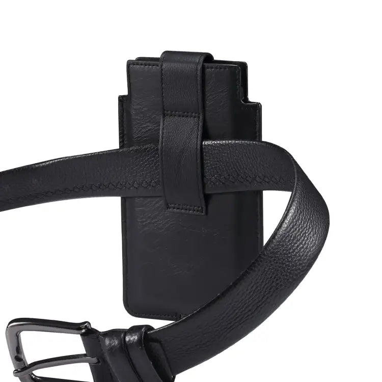 Universal Cow Leather Vertical Mobile Phone Leather Case Waist Bag For 6.1 inch and Below Phones