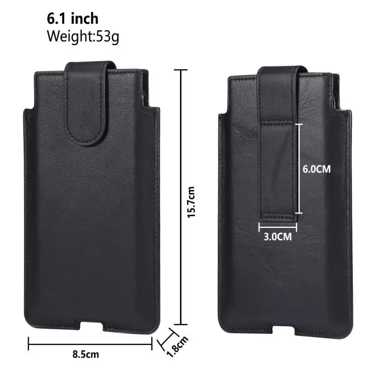 Universal Cow Leather Vertical Mobile Phone Leather Case Waist Bag For 6.1 inch and Below Phones
