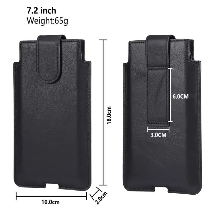 Universal Cow Leather Vertical Mobile Phone Leather Case Waist Bag For 7.2 inch and Below Phones For 7.2 inch and Below