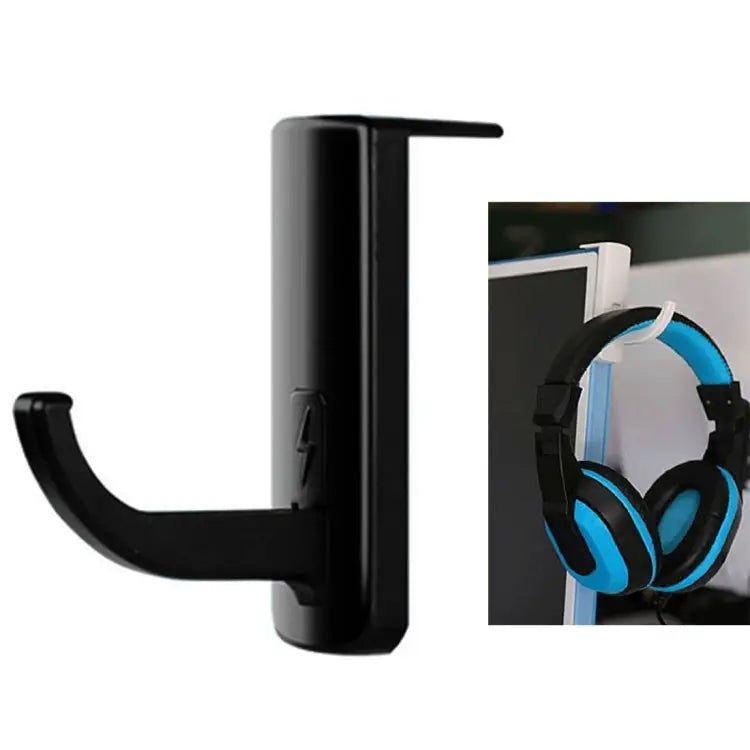 Universal Headphone Hanger PC Monitor Desk Headset Stand Holder Hook - Black
