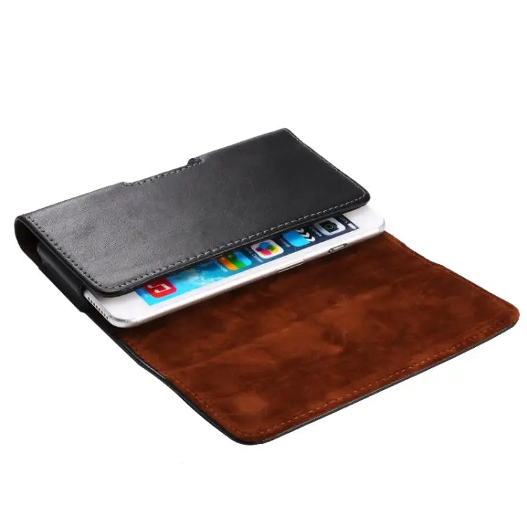 Universal Horizontal Style Leather Case / Waist Bag with Back Splint for iPhone 6 Galaxy S4 & S3 - Black