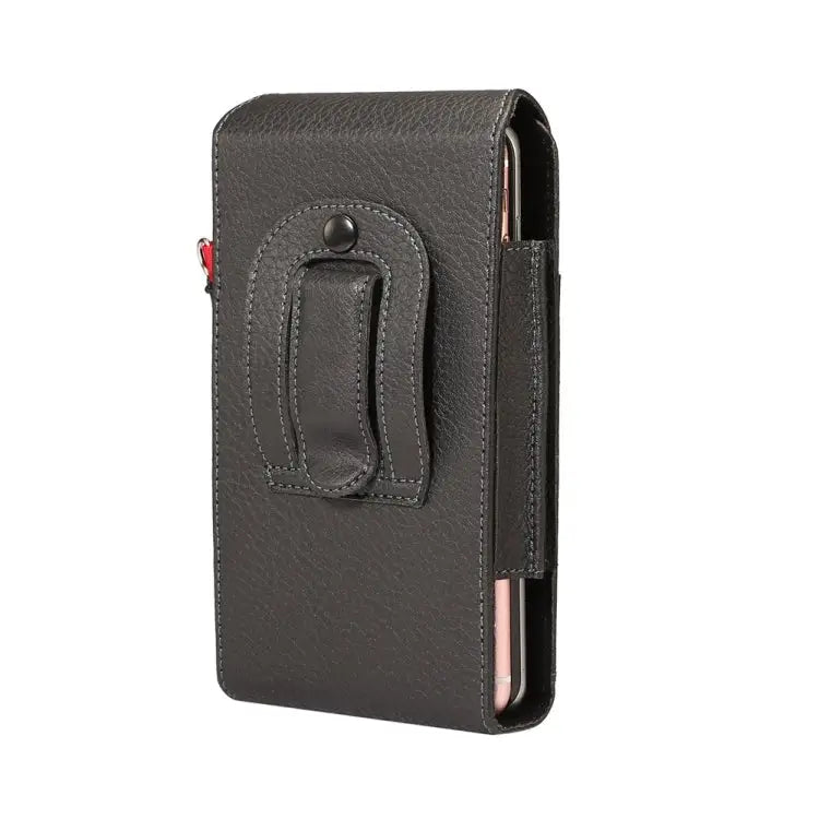 Universal Litchi Texture Vertical Flip Upright Lattice PU Leather Case / Waist Bag with Back Splint & Card Slots &