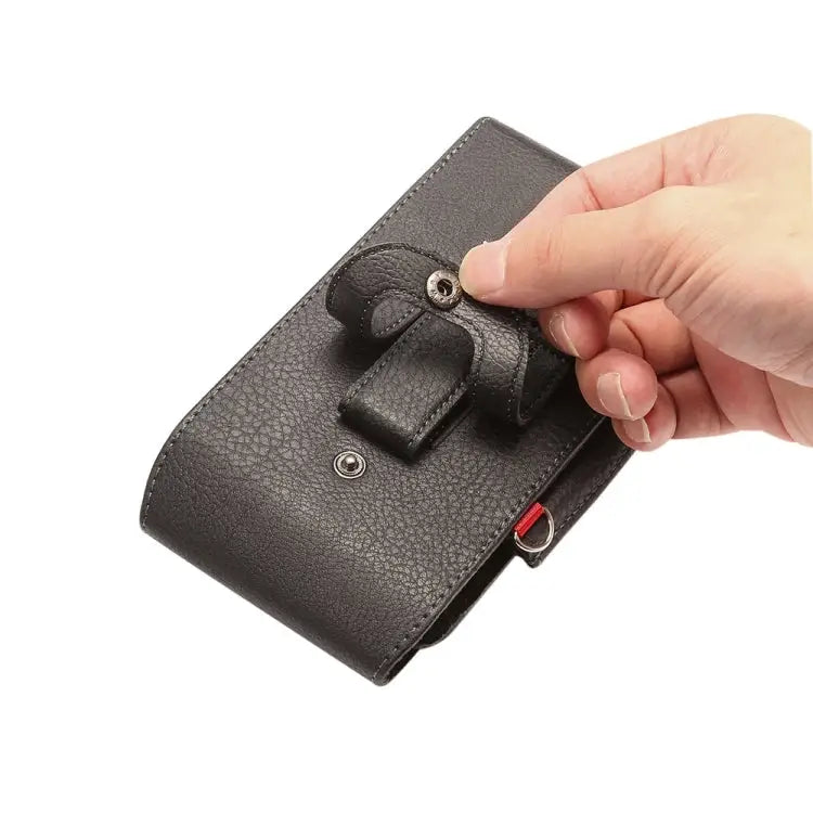 Universal Litchi Texture Vertical Flip Upright Lattice PU Leather Case / Waist Bag with Back Splint & Card Slots &