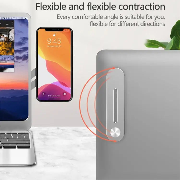 Universal Pasteable Aluminum Alloy Laptop Expansion Bracket Magnetic Suction Mobile Phone Bracket Silver - Silver