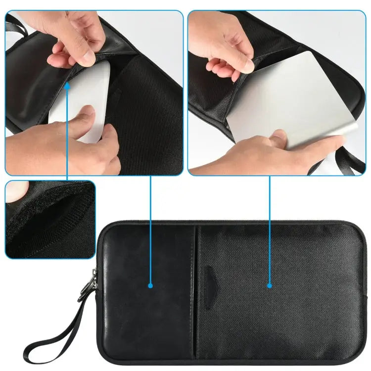 Universal PU Leather + Nylon Waterproof Zipper Portable Keyboard Storage Bag For Apple Wireless Keyboard A1314 & Magic