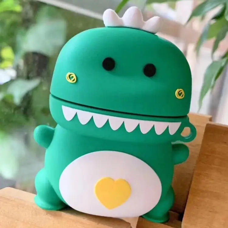 Universal Wireless Couple Green Pink Dinosaur Bluetooth Headphone Holder for Apple AirPods 1 / 2 - Green - Apple
