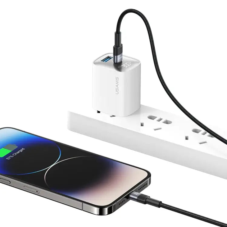 USAMS SJ729 30W USB-C/Type-C to 8 Pin Aluminum Alloy Data Cable Length: 1.2m SJ729 - SJ729 - Apple Accessories