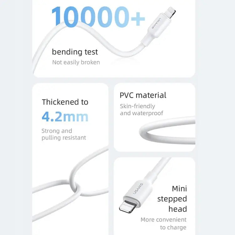 USAMS US-SJ604 U84 2.4A USB to 8 Pin Charging Data Cable 8 Pin 1m 8 Pin 2m 8 Pin 3m - 8 Pin 2m - Apple Accessories