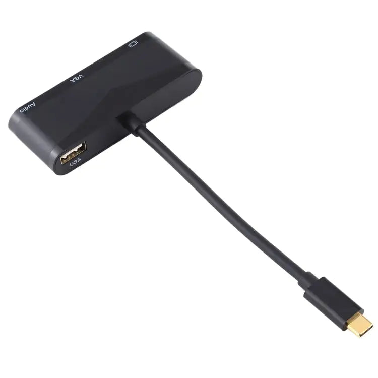 USB 2.0 + Audio Port + VGA + HDMI to USB-C / Type-C HUB Adapter Black White - Black / Black