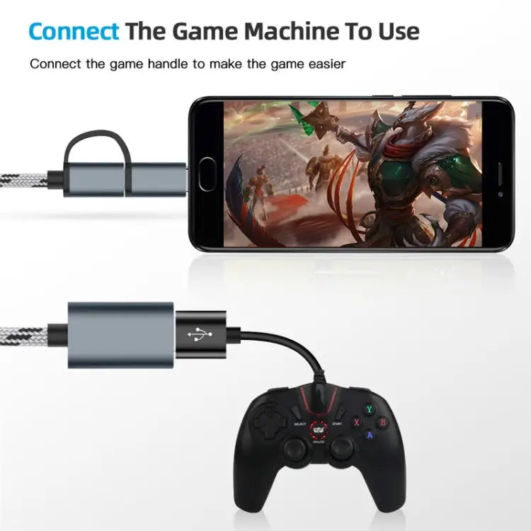 USB 3.0 Female to Micro USB + USB-C / Type-C Male Charging + Transmission OTG Nylon Braided Adapter Cable Cable Length: