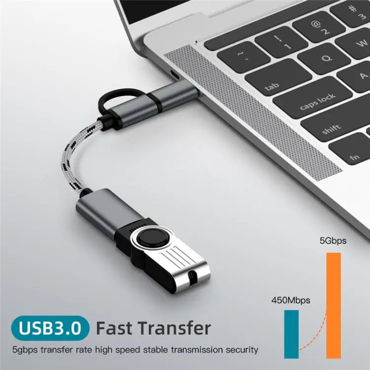 USB 3.0 Female to Micro USB + USB-C / Type-C Male Charging + Transmission OTG Nylon Braided Adapter Cable Cable Length: