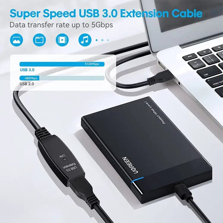 USB 3.0 Male to Female Data Sync Super Speed Extension Cable Length:20m 20m - 20m