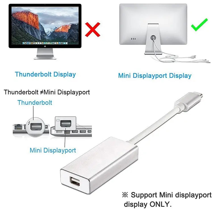USB-C / Type-C 3.1 Male to Mini DP Female HD Converter Length: 12cm Silver Gold