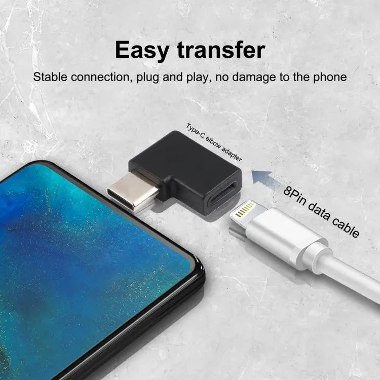 USB-C / Type-C Male to 8 Pin Female Elbow Charging Adapter USB-C / Type-C Male to 8 Pin Female - USB-C / Type-C Male