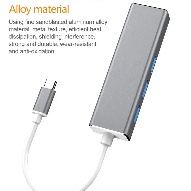 USB-C / Type-C to Gigabit Ethernet RJ45 & 3 x USB 3.0 Adapter Converter HUB Computer External Tablet Phone Universal