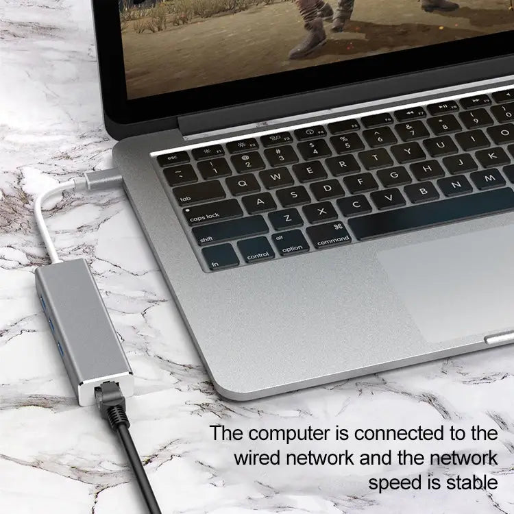 USB-C / Type-C to Gigabit Ethernet RJ45 & 3 x USB 3.0 Adapter Converter HUB Computer External Tablet Phone Universal