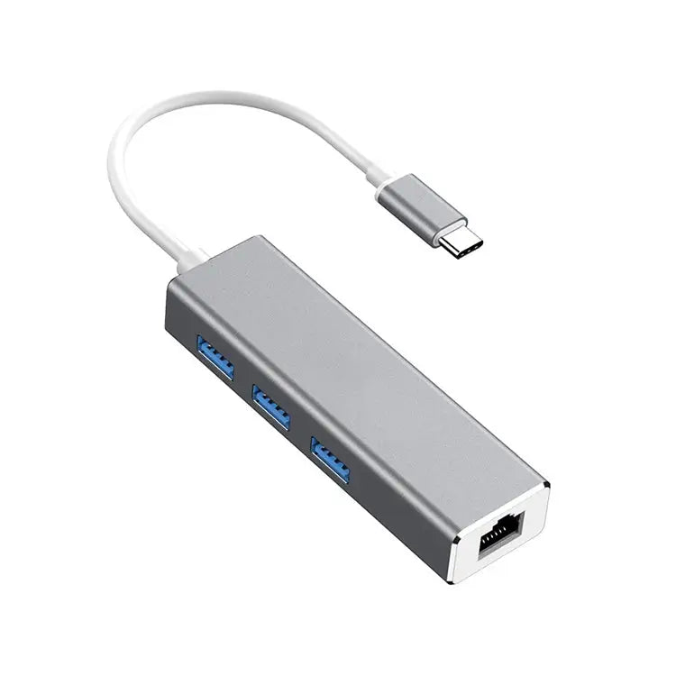 USB-C / Type-C to Gigabit Ethernet RJ45 & 3 x USB 3.0 Adapter Converter HUB Computer External Tablet Phone Universal