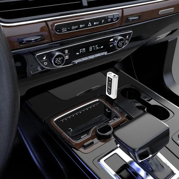 USB Car Bluetooth 5.0 Adapter Receiver FM + AUX Audio Dual Output Stereo Transmitter - K9 White
