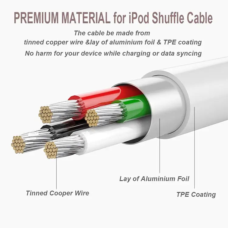 USB to 3.5mm Jack Data Sync & Charge Cable for iPod Shuffle 1st /2nd /3rd Generation Length: 15.5cm