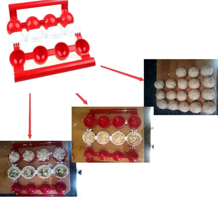 Useful Newbie Meatballs Fish Balls Kitchen Homemade Stuffed Meatballs Maker Home Cooking Tools ABS Red - ABS Red