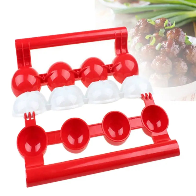 Useful Newbie Meatballs Fish Balls Kitchen Homemade Stuffed Meatballs Maker Home Cooking Tools ABS Red - ABS Red