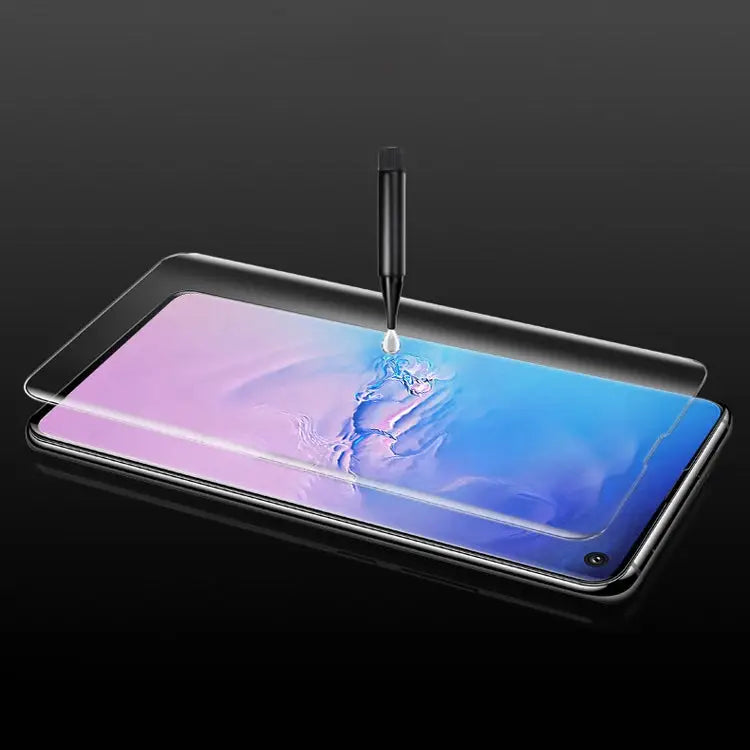 UV Liquid Curved Full Glue Tempered Glass for Galaxy S10,Support Fingerprint Unlock For Galaxy S10(1 PC)(Full Glue)