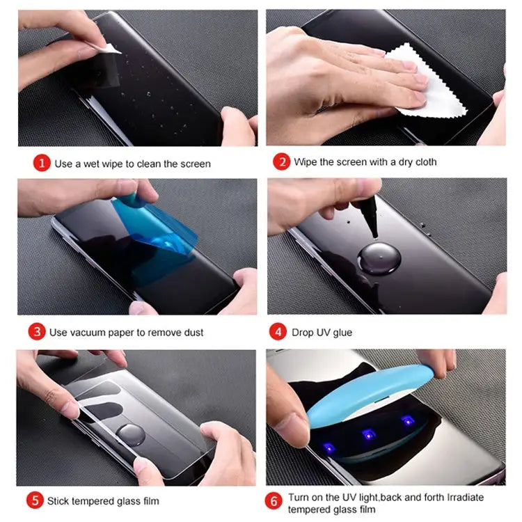 UV Liquid Curved Full Glue Tempered Glass for Galaxy S10,Support Fingerprint Unlock For Galaxy S10(1 PC)(Full Glue)