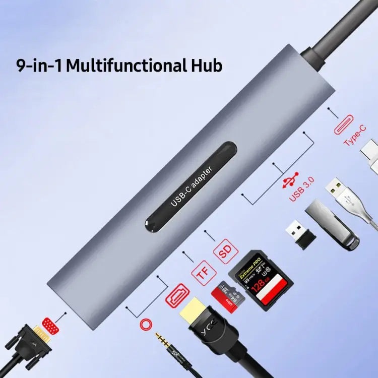 V161B 9-in-1 Type-C to HD / VGA / USB3.0 / SD / 3.5mm Audio / TF Card Reader HUB V161B - V161B