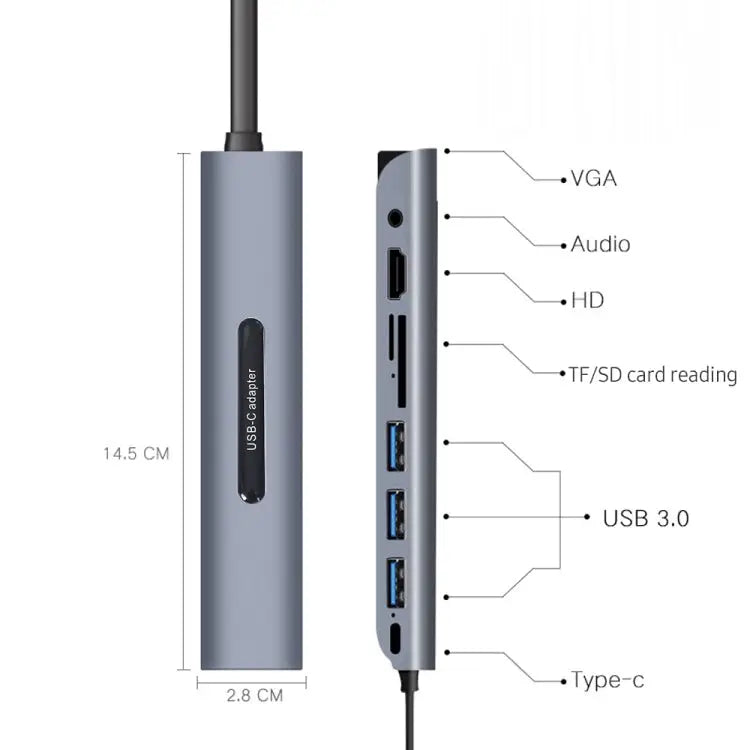 V161B 9-in-1 Type-C to HD / VGA / USB3.0 / SD / 3.5mm Audio / TF Card Reader HUB V161B - V161B