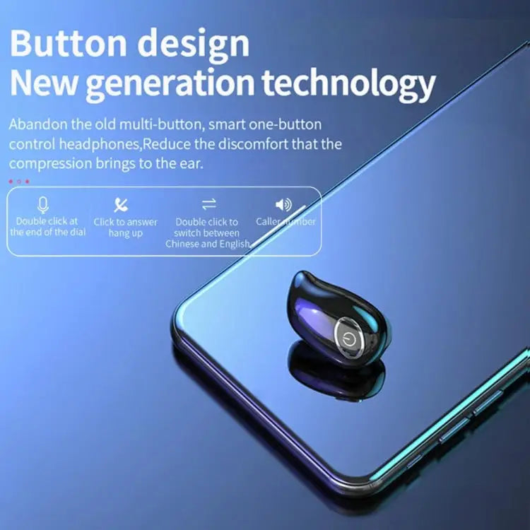 V21 Mini Single Ear Stereo Bluetooth V5.0 Wireless Earphones without Charging Box - Blue - Apple Accessories