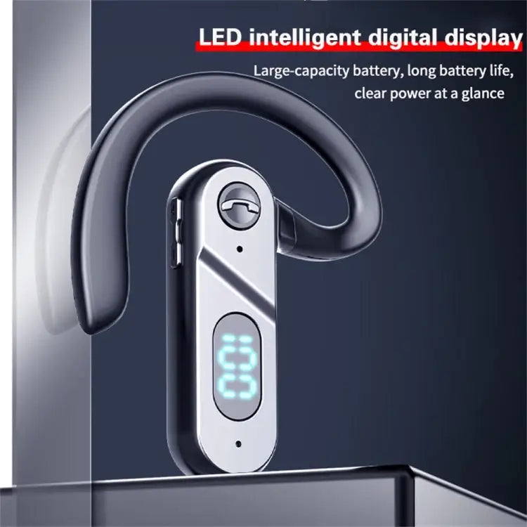 V28 Bluetooth Headset Hanging Ear Digital Display Single Ear Voice Control Earphone - V28 Black